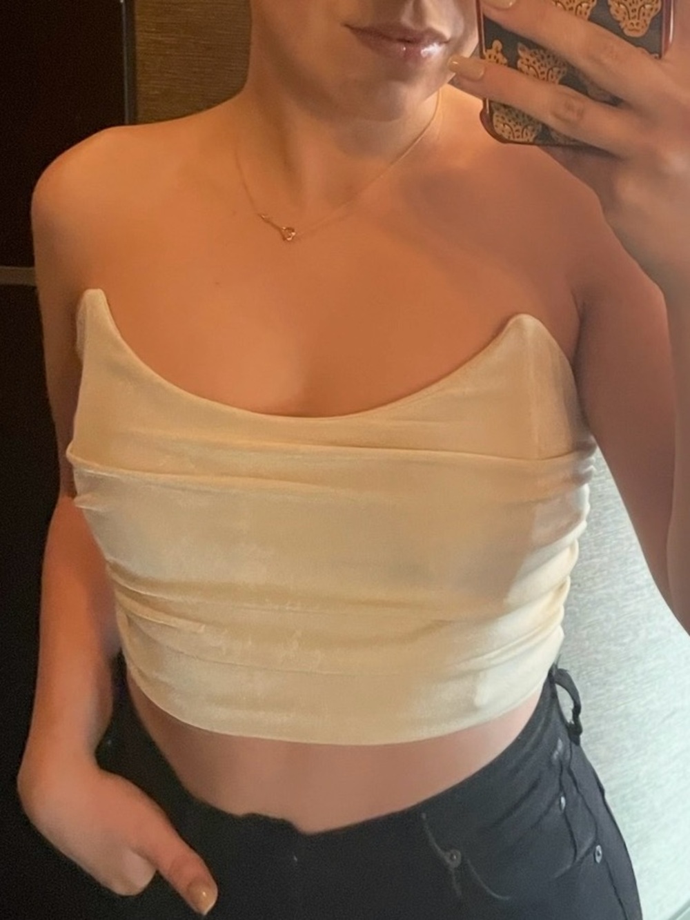 Cream Strapless Tube Top